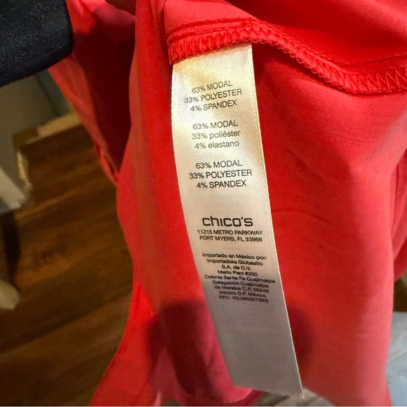 Chico's Red 3/4 Sleeve Button Down Shirt - Picture 5 of 5